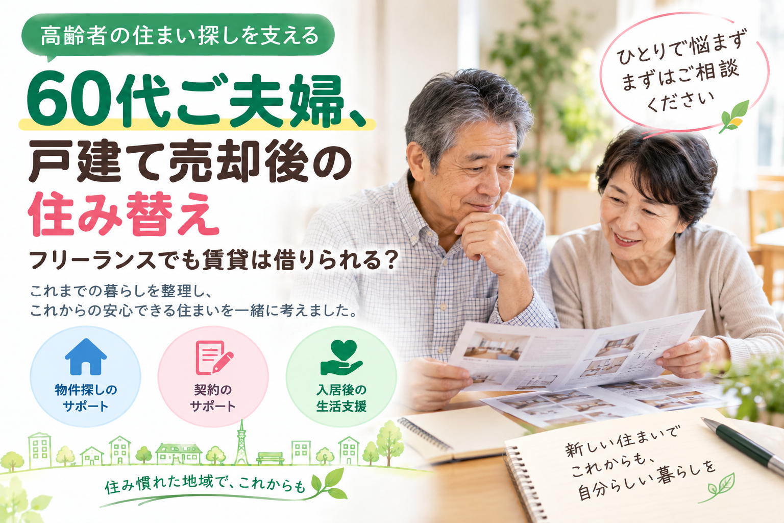 60代ご夫婦、戸建て売却後の住み替え|フリーランスでも賃貸は借りられる?