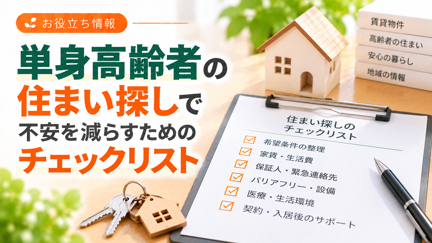 単身高齢者の住まい探しで不安を減らすためのチェックリスト