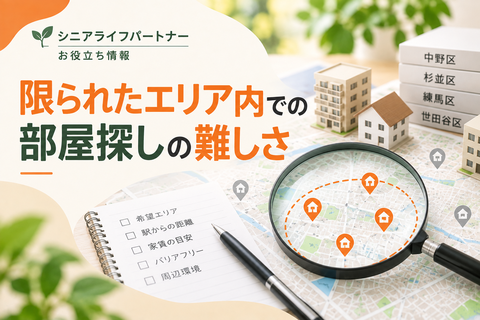 限られたエリア内での部屋探しの難しさ