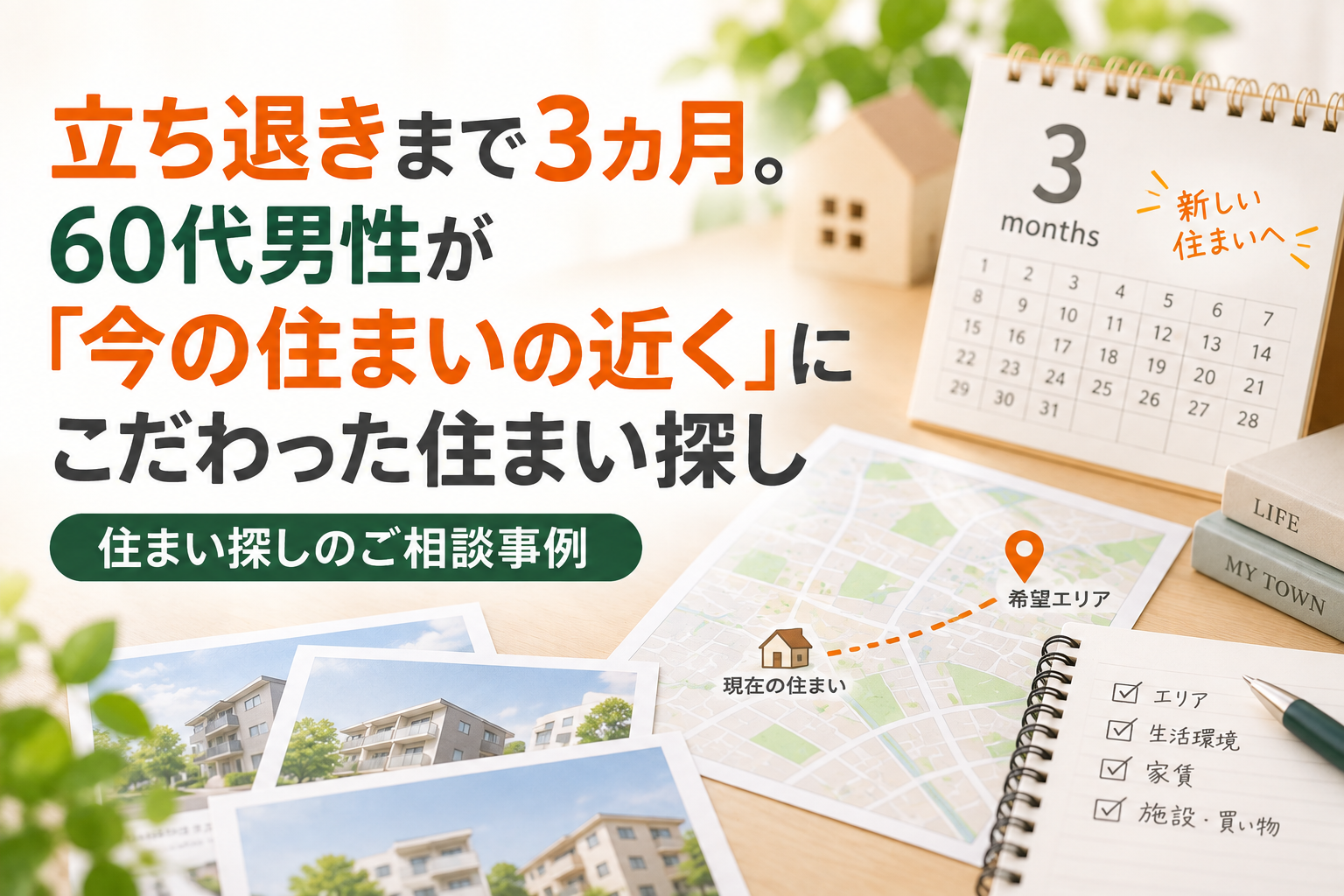 立ち退きまで3カ月。60代男性が「今の住まいの近く」にこだわった住まい探し|住まい探しのご相談事例