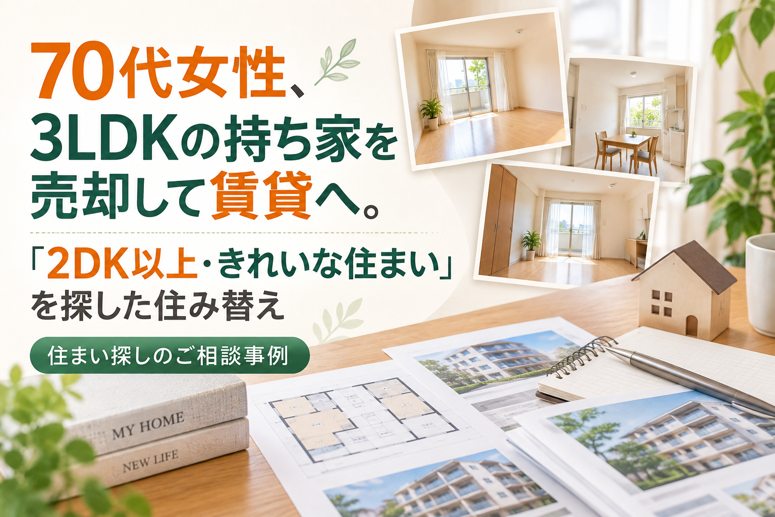 70代女性、3LDKの持ち家を売却して賃貸へ。「2DK以上・きれいな住まい」を探した住み替え｜住まい探しのご相談事例