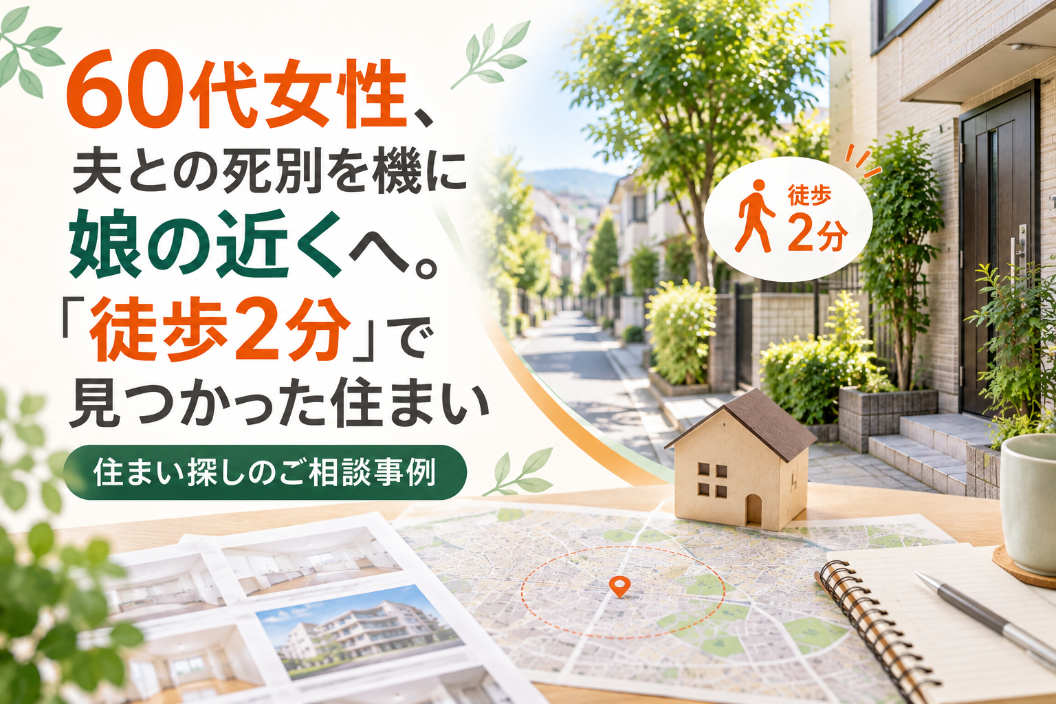 60代女性、夫との死別を機に娘の近くへ。「徒歩2分」で見つかった住まい｜住まい探しのご相談事例