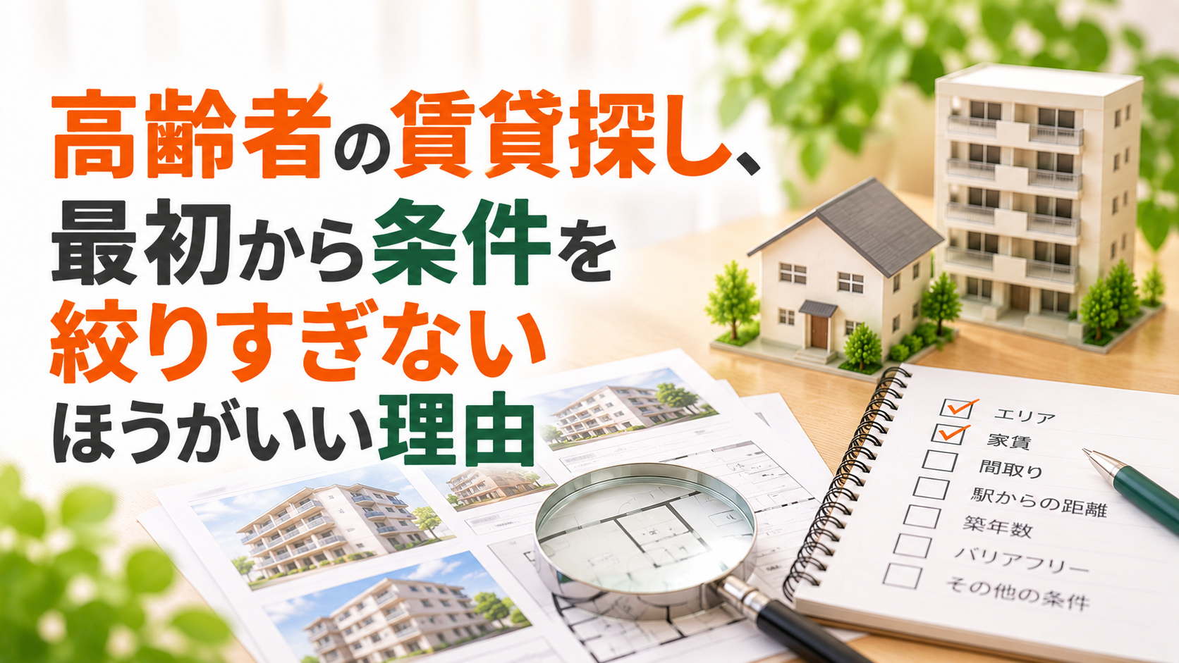 高齢者の賃貸探し、最初から条件を絞りすぎないほうがいい理由