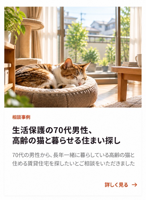 生活保護の70代男性、高齢の猫と暮らせる住まい探し